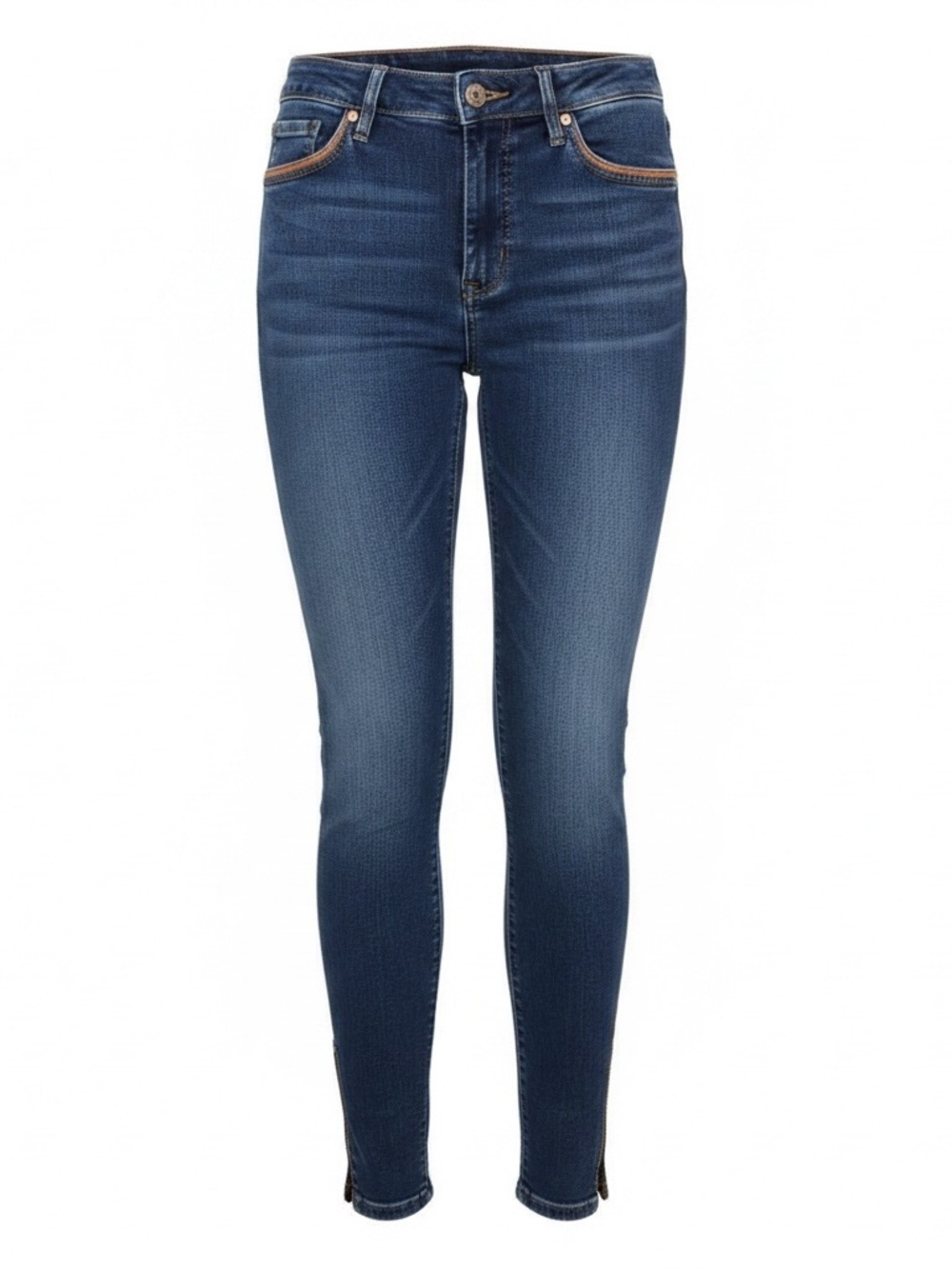 White House Black Market Skinny Jeans with Leather Trim & Ankle Zippers